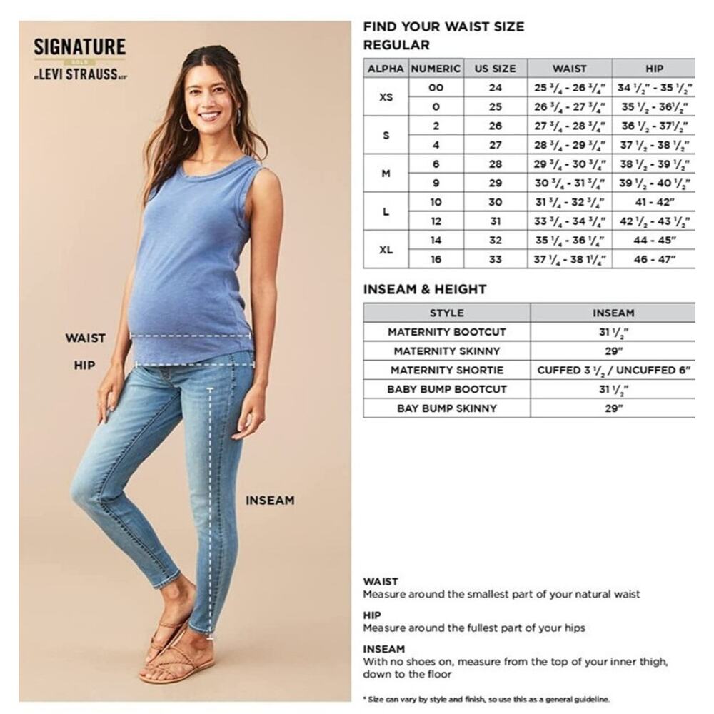 Signature by Levi Strauss Gold Label Women’s Maternity Baby Bump Skinny Jeans - Picture 10 of 10